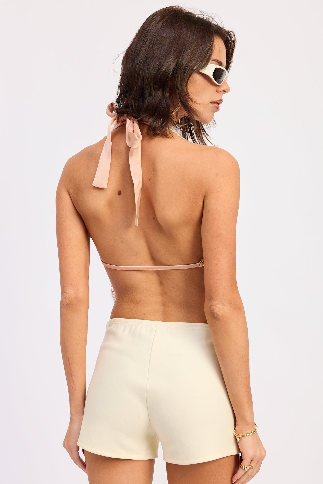 Emory Park Tatiana Halter Top in Apricot view 3 - Tatiana Halter Neck Satin Gown