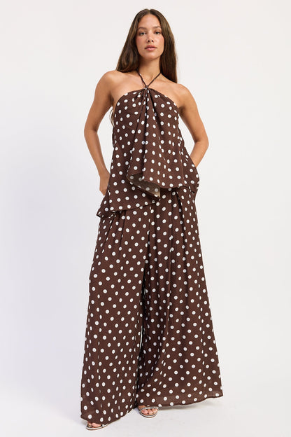 Emory Park Valerie Wide Pants in Brown Polka Dot - Valerie Wide Leg Pants (bottom)