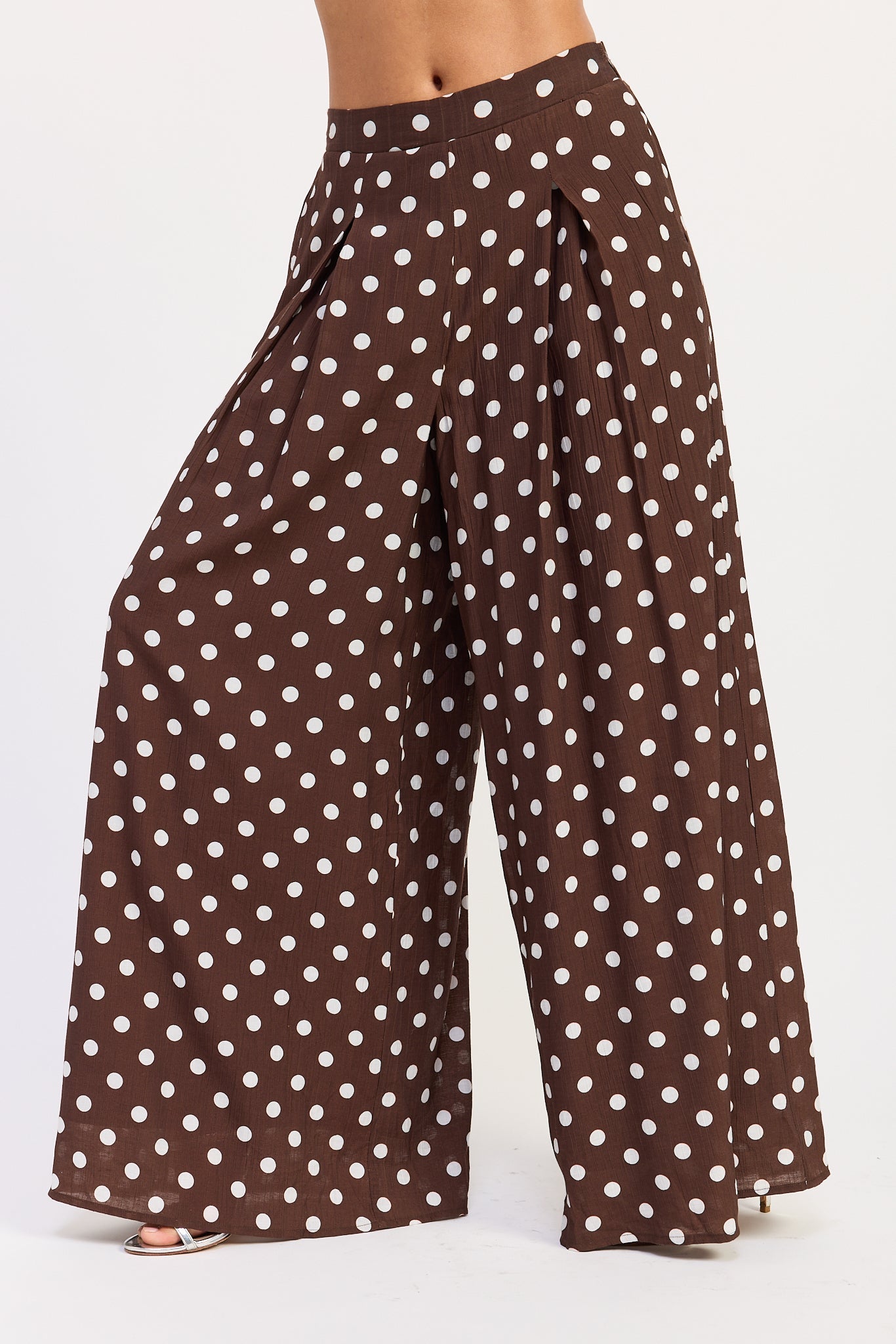 Emory Park Valerie Wide Pants in Brown Polka Dot view 2 - Valerie Wide Leg Pants (bottom)