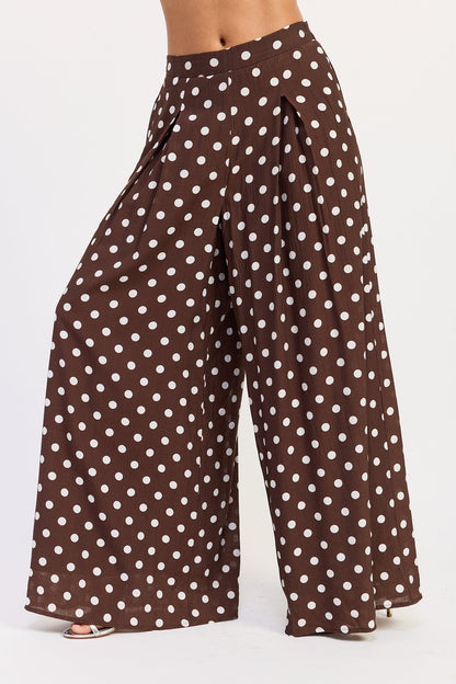 Emory Park Valerie Wide Pants in Brown Polka Dot view 2 - Valerie Wide Leg Pants (bottom)