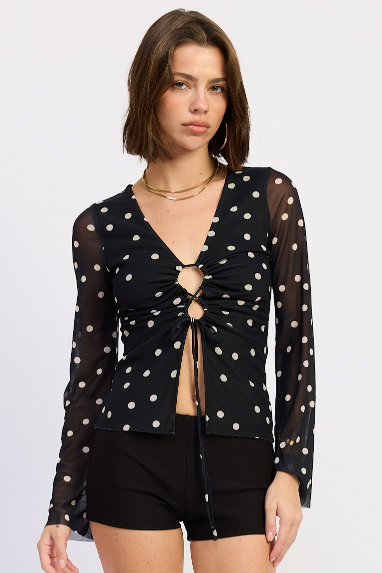 Emory Park Veronica Mesh Top in Black Cream - Veronica Sheer Top