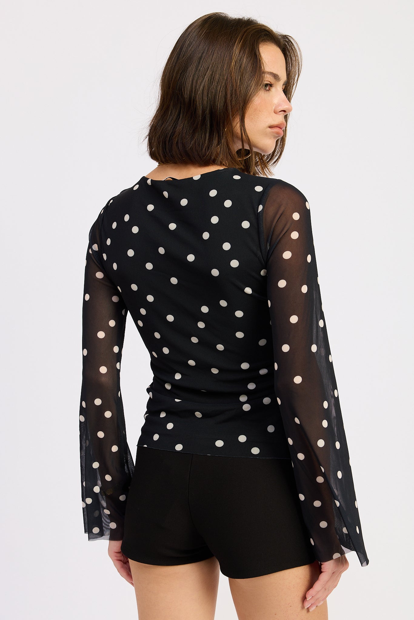 Emory Park Veronica Mesh Top in Black Cream view 3 - Veronica Sheer Top