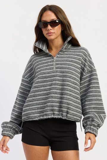 Emory Park Vienna Oversized Sweater in Dark Heather Grey - Relaxed Fit (top)