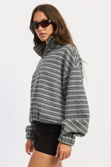 Emory Park Vienna Oversized Sweater in Dark Heather Grey view 2 - Relaxed Fit (top)
