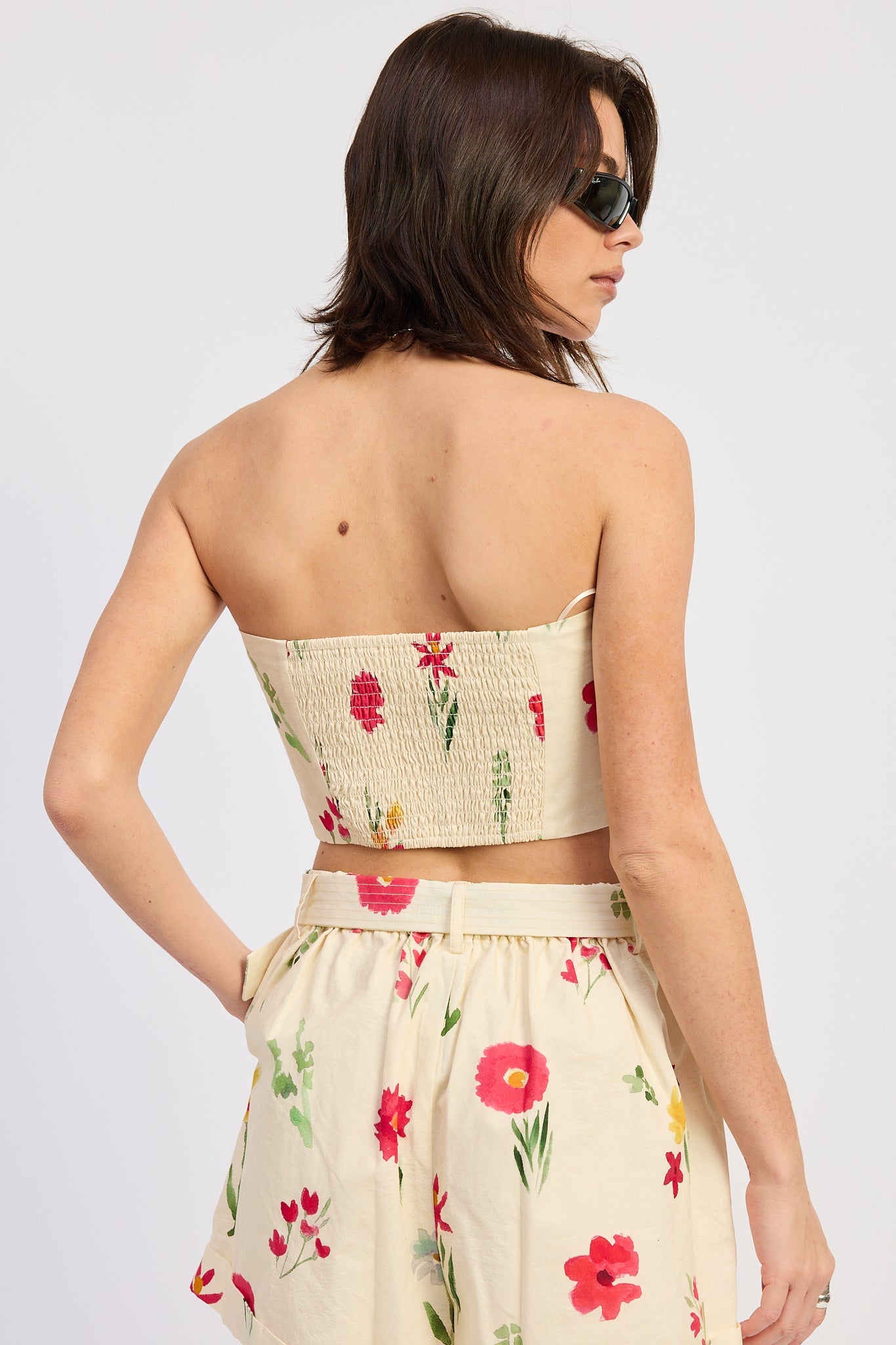 Emory Park Vionnet Tie Top in Ivory Multi view 3 - Vionnet Top