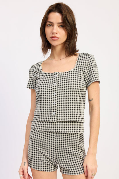 Emory Park Vivia Top in Black Gingham - Vivia Top Reformation