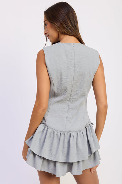 Emory Park Vivian Mini Dress in Slate Grey view 3 - Vivienne Mini Dress