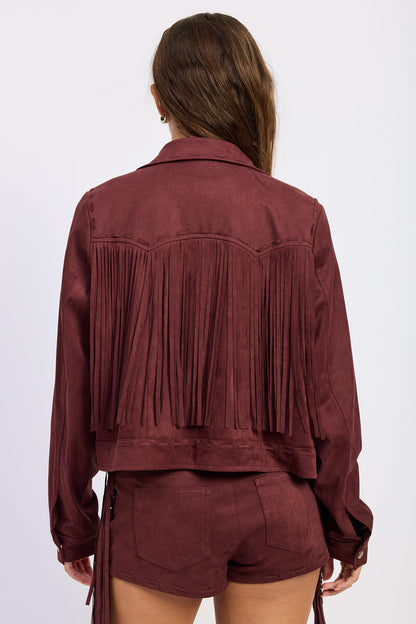 Emory Park Xenia Jacket in Wine view 3 - Xenia Onatopp Jacket (layer)