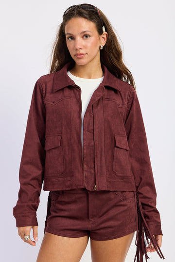 Emory Park Xenia Jacket in Wine - Xenia Onatopp Jacket (layer)