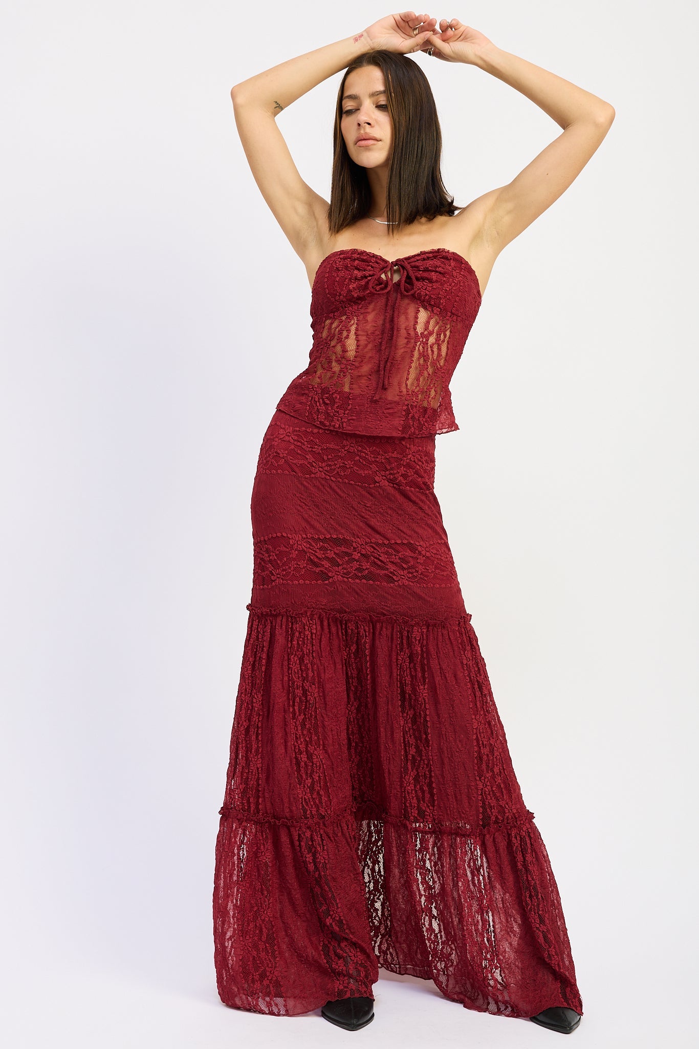 Emory Park Zara Maxi Skirt in Burgundy view 9 - Zara Maxi Skirt Set (dress)