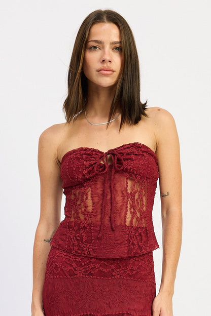 Emory Park Zara Tube Top in Burgundy view 7