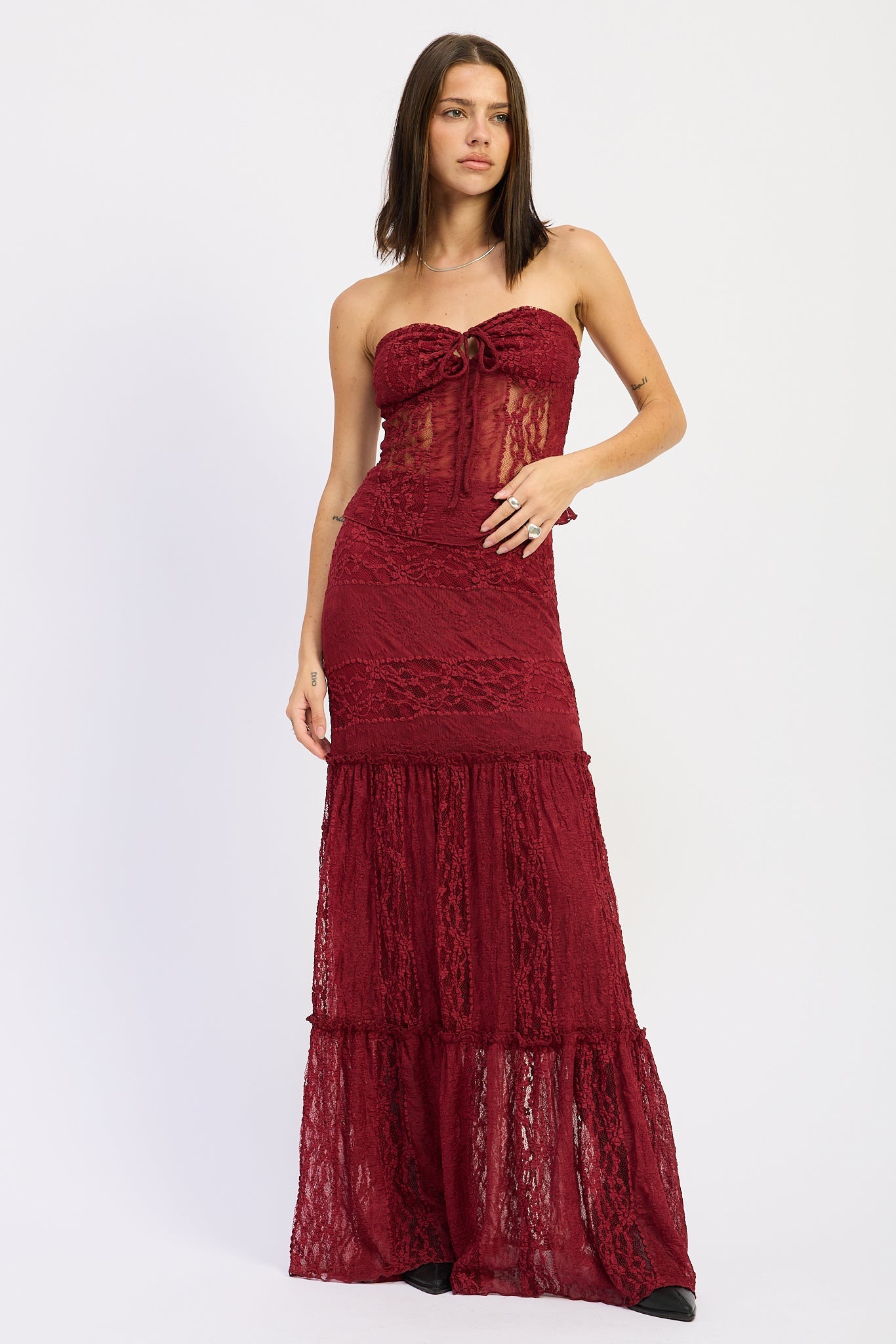 Emory Park Zara Tube Top in Burgundy view 9