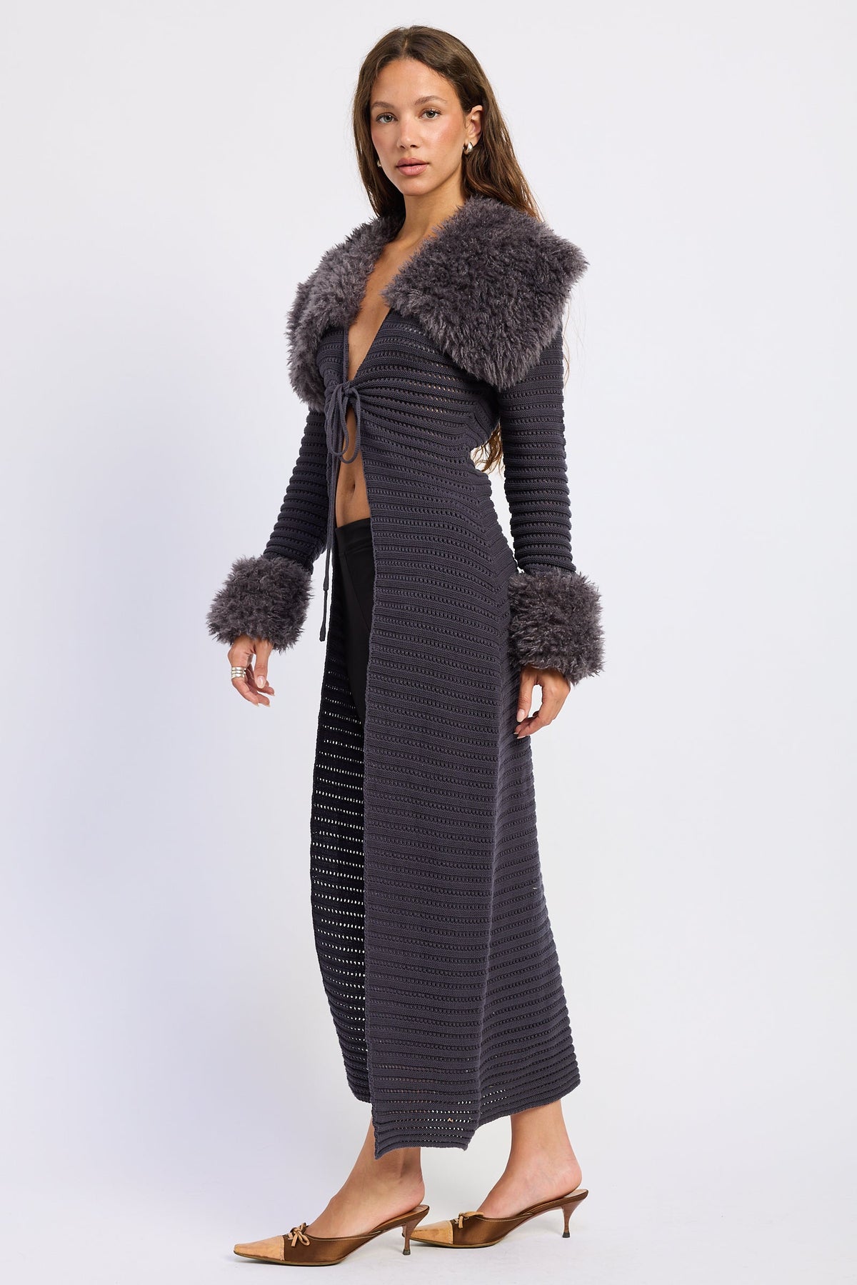 Emory Park Zephyra Cardigan Top in Grey view 2