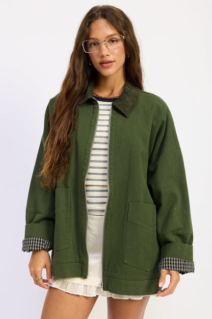 Emory Park Zephyra Jacket in Olive - Zephyra Jacket Black (layer)