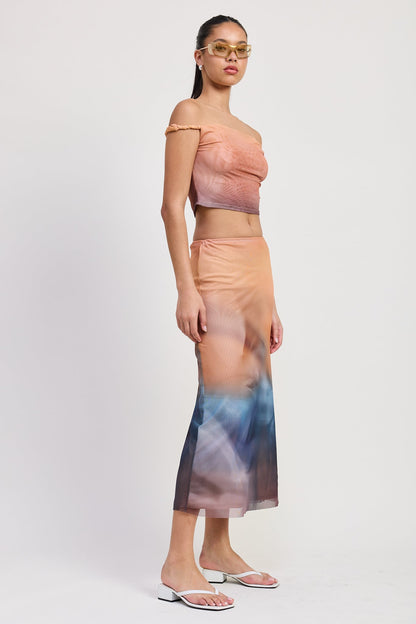 Emory Park Zoya Midi Skirt in Orange Combo view 2 - Zoya Midi Dress Xxl
