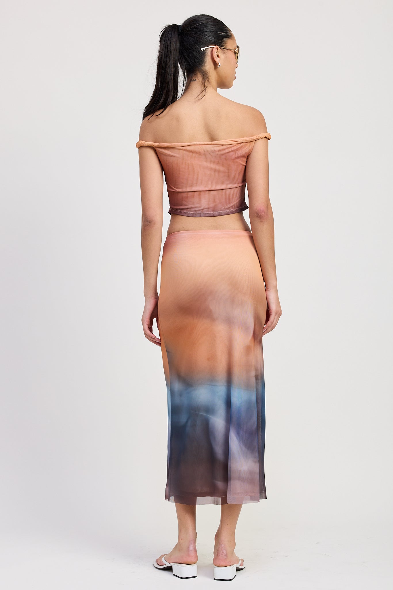Emory Park Zoya Off Shoulder Top in Orange Combo view 3