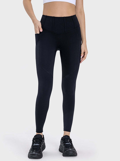 Essential High-waisted Compression Leggings for Women – Sculpting Tummy Control Workout Pants in Black view 5 (bottom)