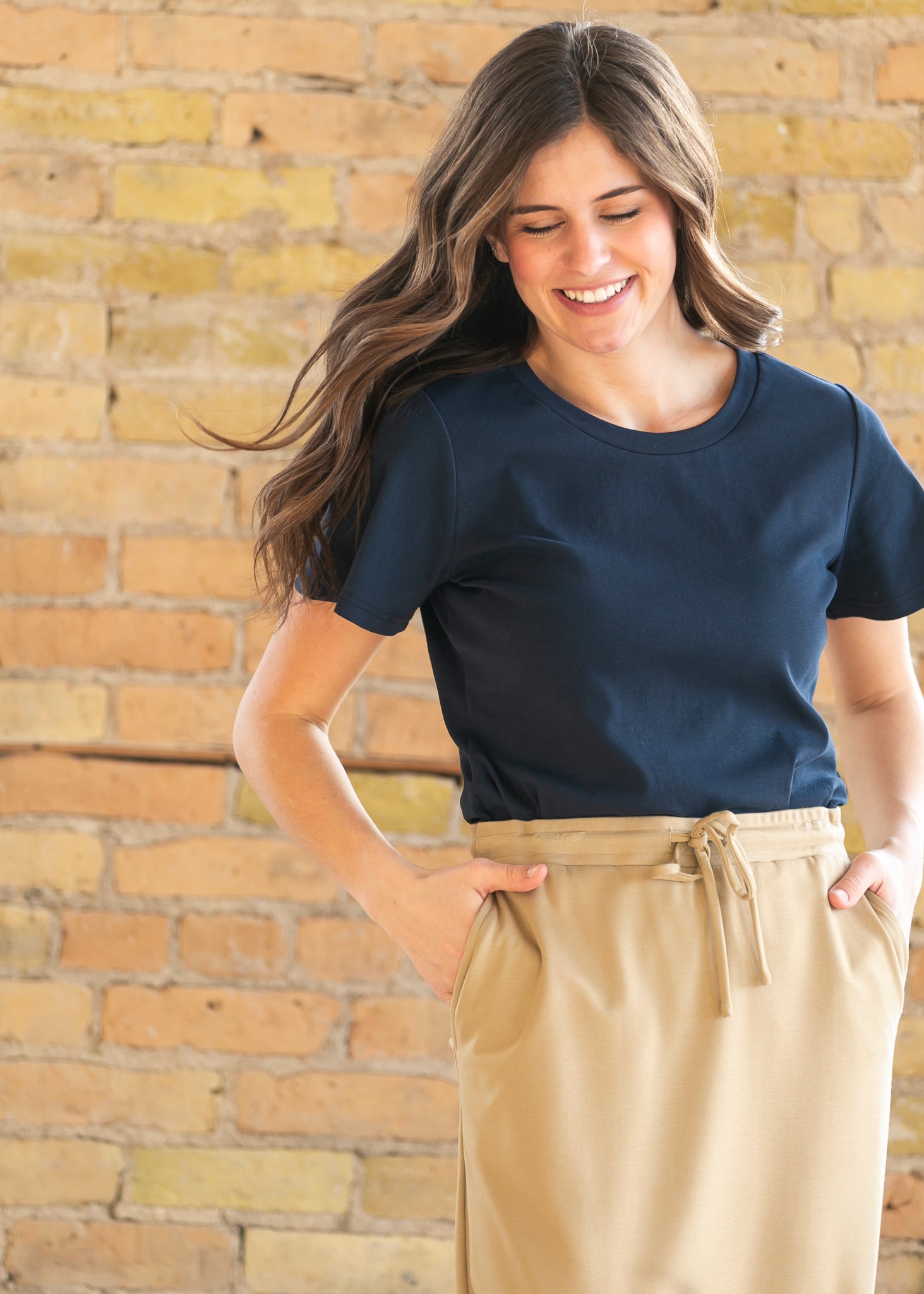 Essential Navy Flutter Sleeve Top in XS - Basic Navy Top
