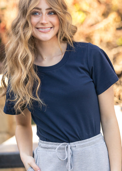 Essential Navy Flutter Sleeve Top view 11 - Basic Navy Top