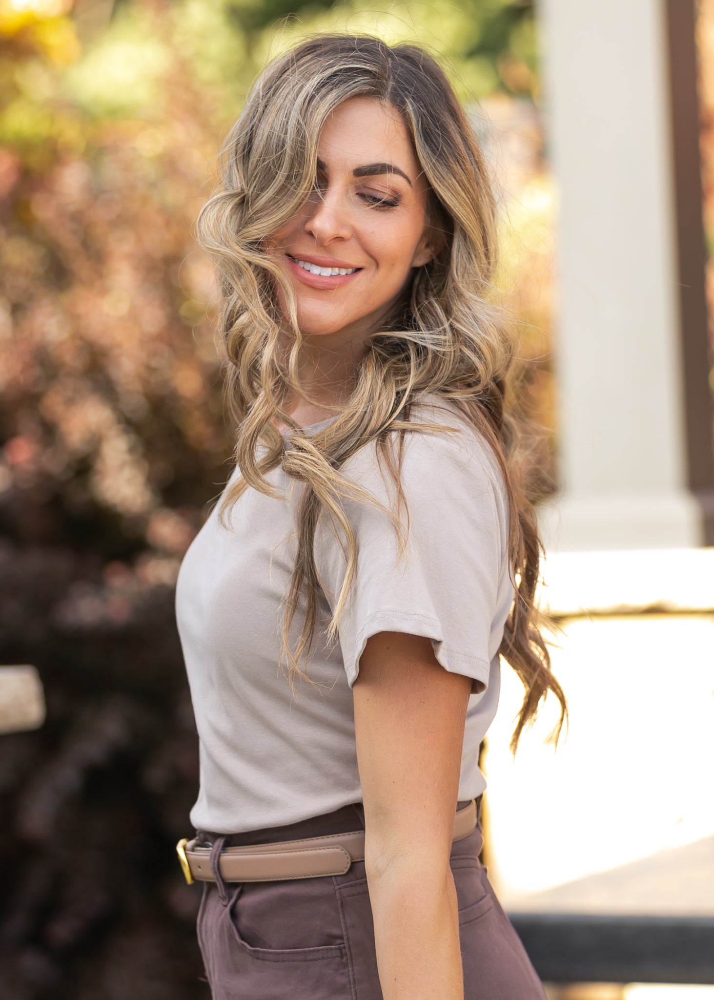Essential Sand Flutter Sleeve Top view 10 - Sand Basic Top