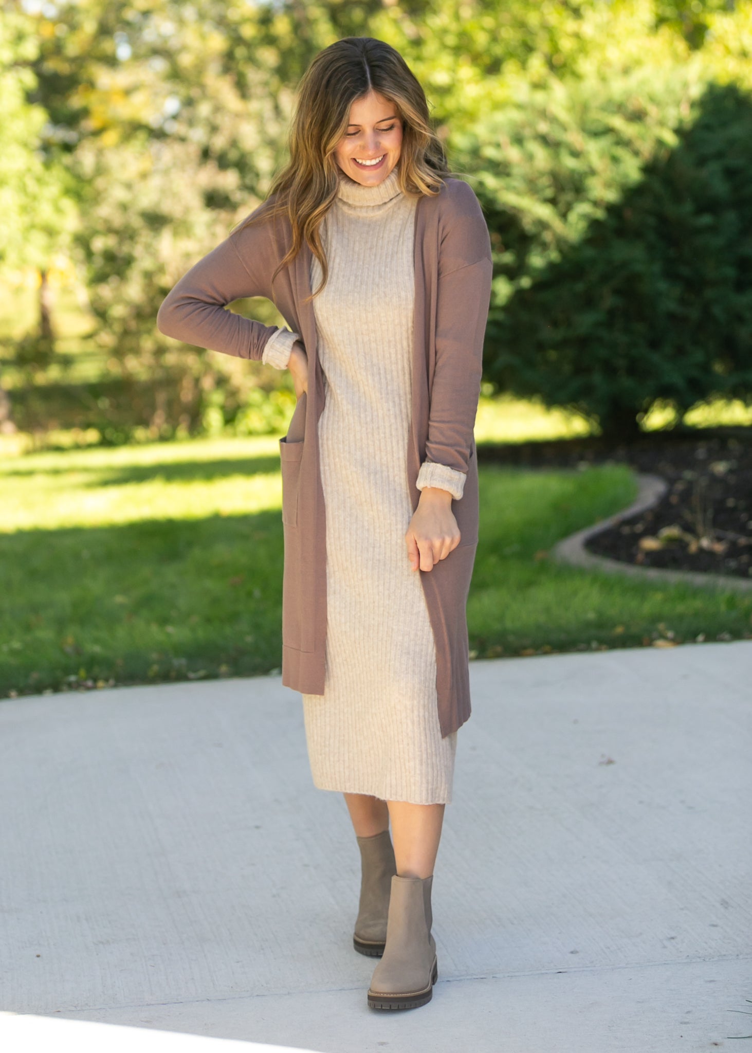 Essential Toffee Long + Soft Cardigan Top in 3XL view 8