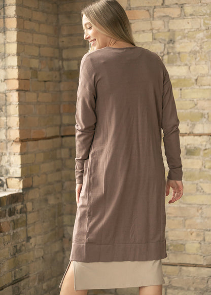 Essential Toffee Long + Soft Cardigan Top in XL view 5
