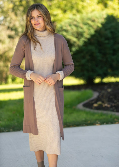 Essential Toffee Long + Soft Cardigan Top view 13