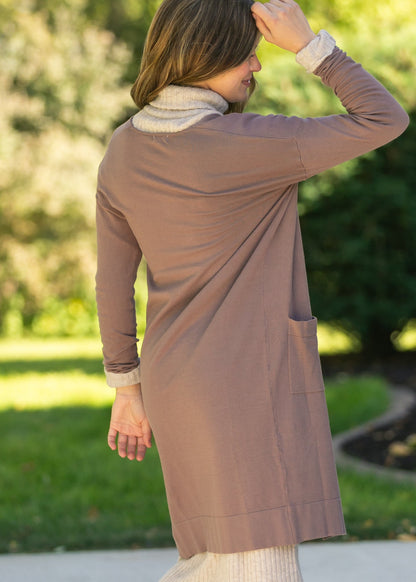 Essential Toffee Long + Soft Cardigan Top view 15