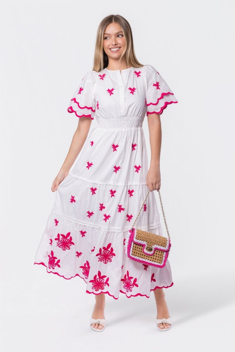 Estelle Dress (white Pink) S view 2 (dress) - estelle white mini dress, estelle diamond white dress, pr - shop at us.meeeshop