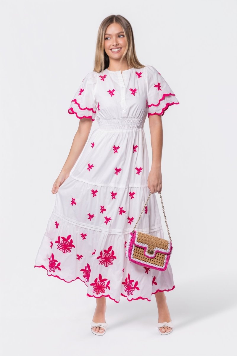 Estelle Dress (white Pink) S view 2 (dress) - estelle white mini dress, estelle diamond white dress, pr - shop at us.meeeshop