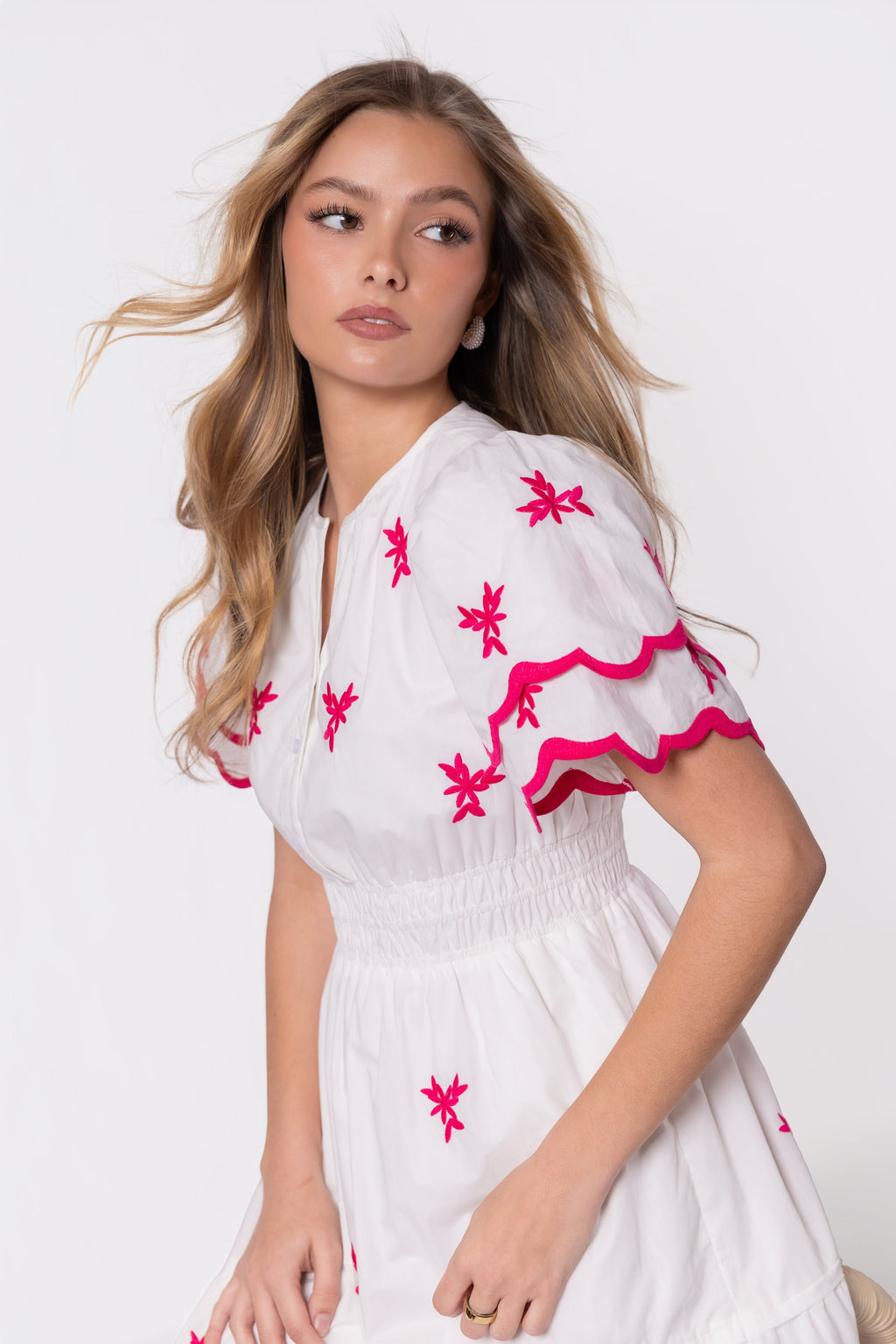 Estelle Dress (white Pink) view 6 (dress) - estelle white mini dress, estelle diamond white dress, prin - shop at us.meeeshop