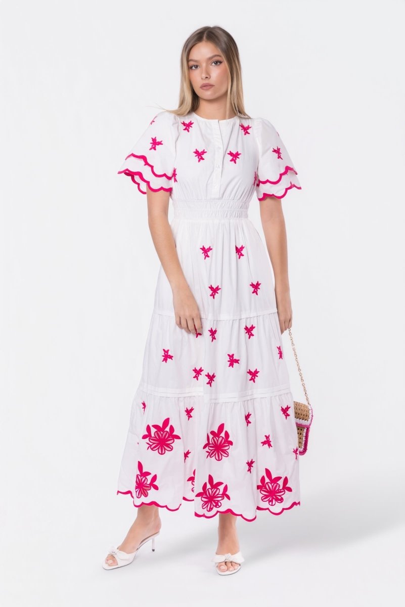 Estelle Dress (white Pink) view 7 (dress) - estelle white mini dress, estelle diamond white dress, prin - shop at us.meeeshop