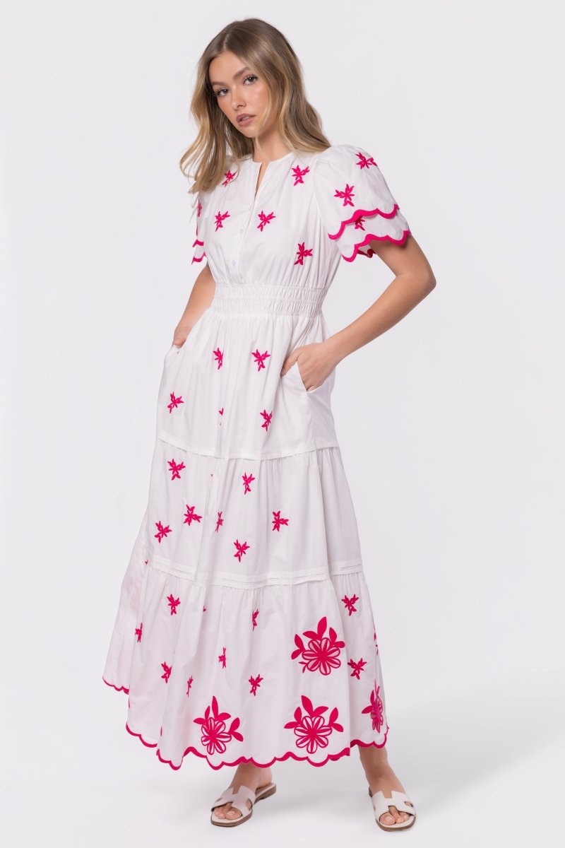 Estelle Dress (white Pink) XS (dress) - estelle white mini dress, estelle diamond white dress, princess - shop at us.meeeshop