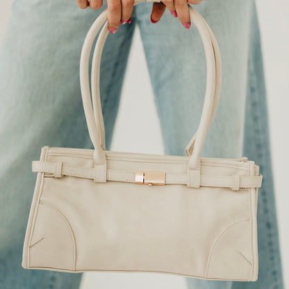Ethel Vegan Leather Shoulder Bag in Cream view 2