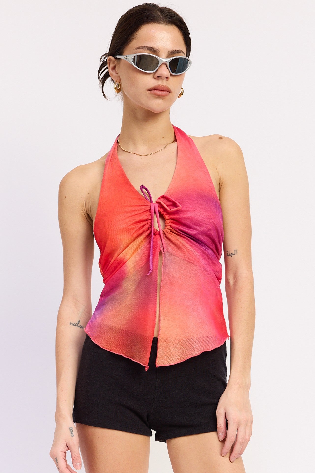 Evania Halter Top in Orange Fushia - Eva Halter Top