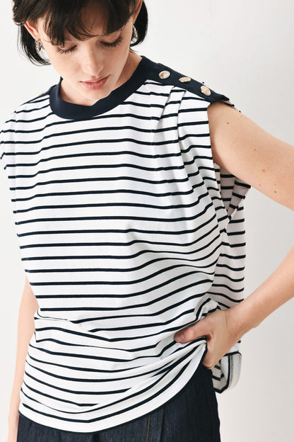 Everyday Cool Strip Knit Top in BROWN/WHITE view 2 - Fall Wardrobe Essential - Everyday Cool Tops