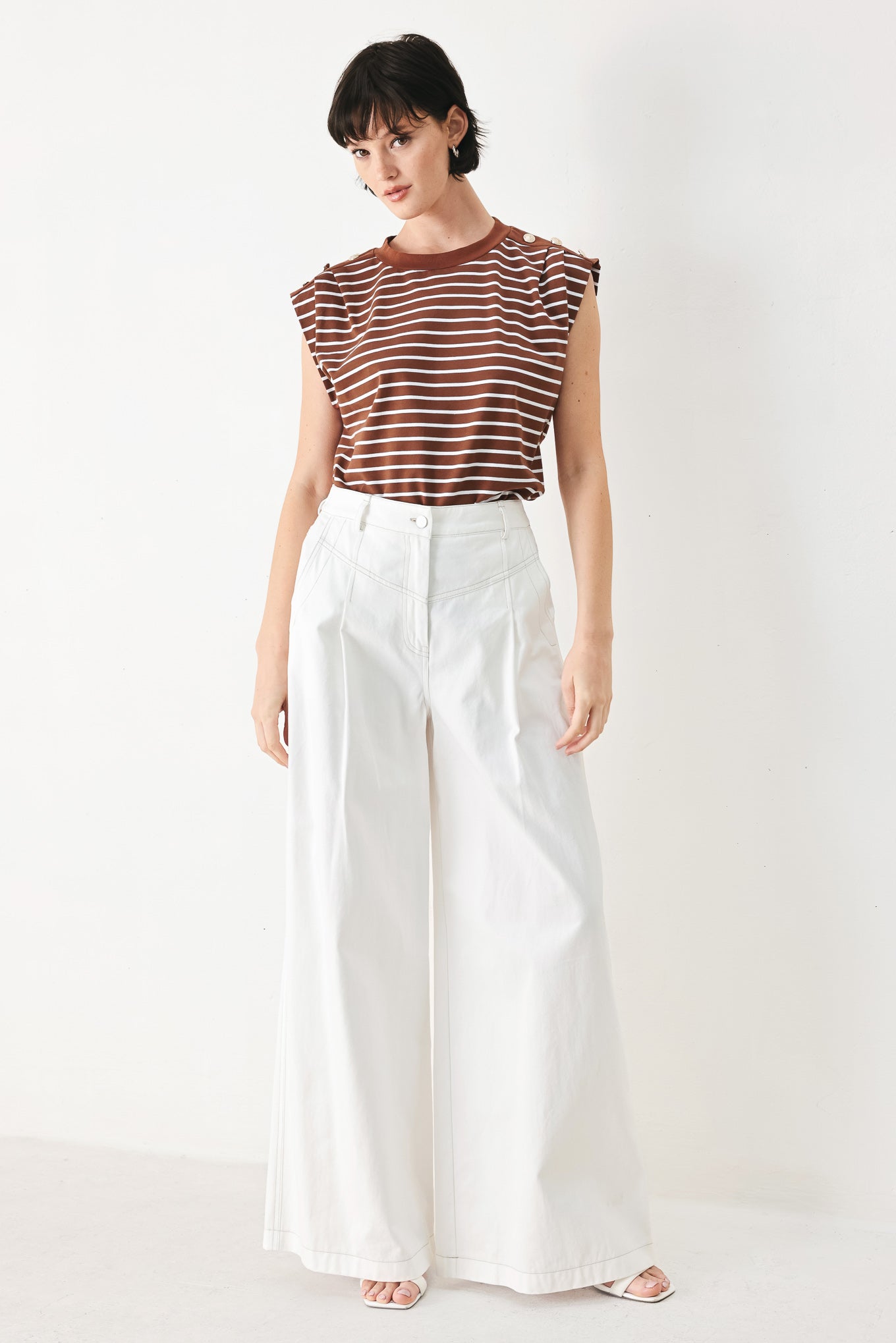 Everyday Cool Strip Knit Top in WHITE/NAVY view 4 - Fall Wardrobe Essential - Everyday Cool Tops