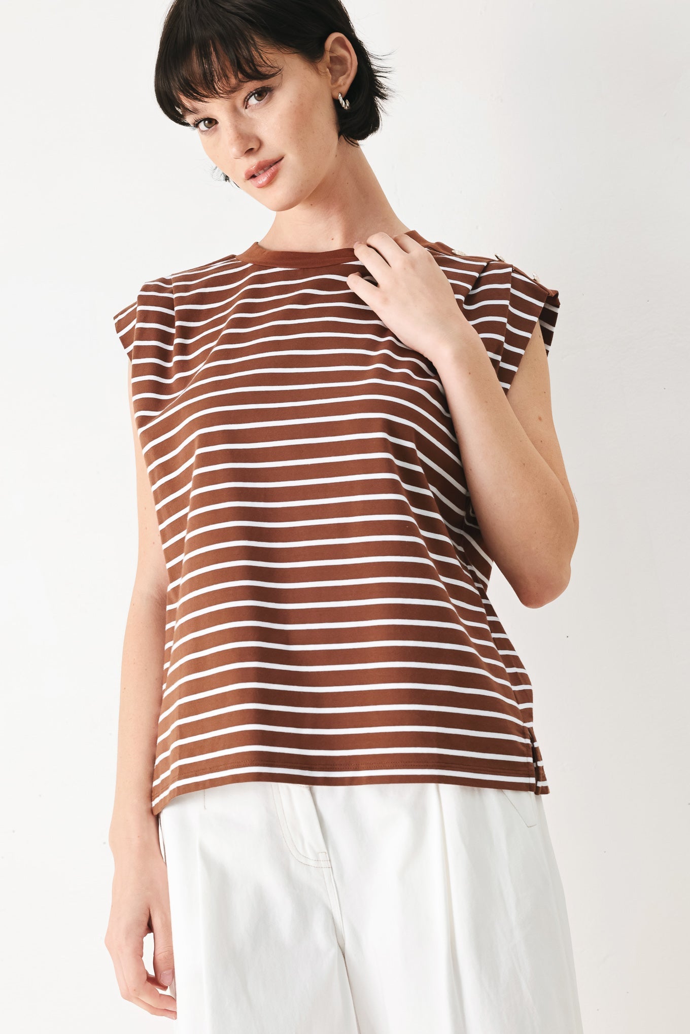 Everyday Cool Strip Knit Top in WHITE/NAVY view 5 - Fall Wardrobe Essential - Everyday Cool Tops
