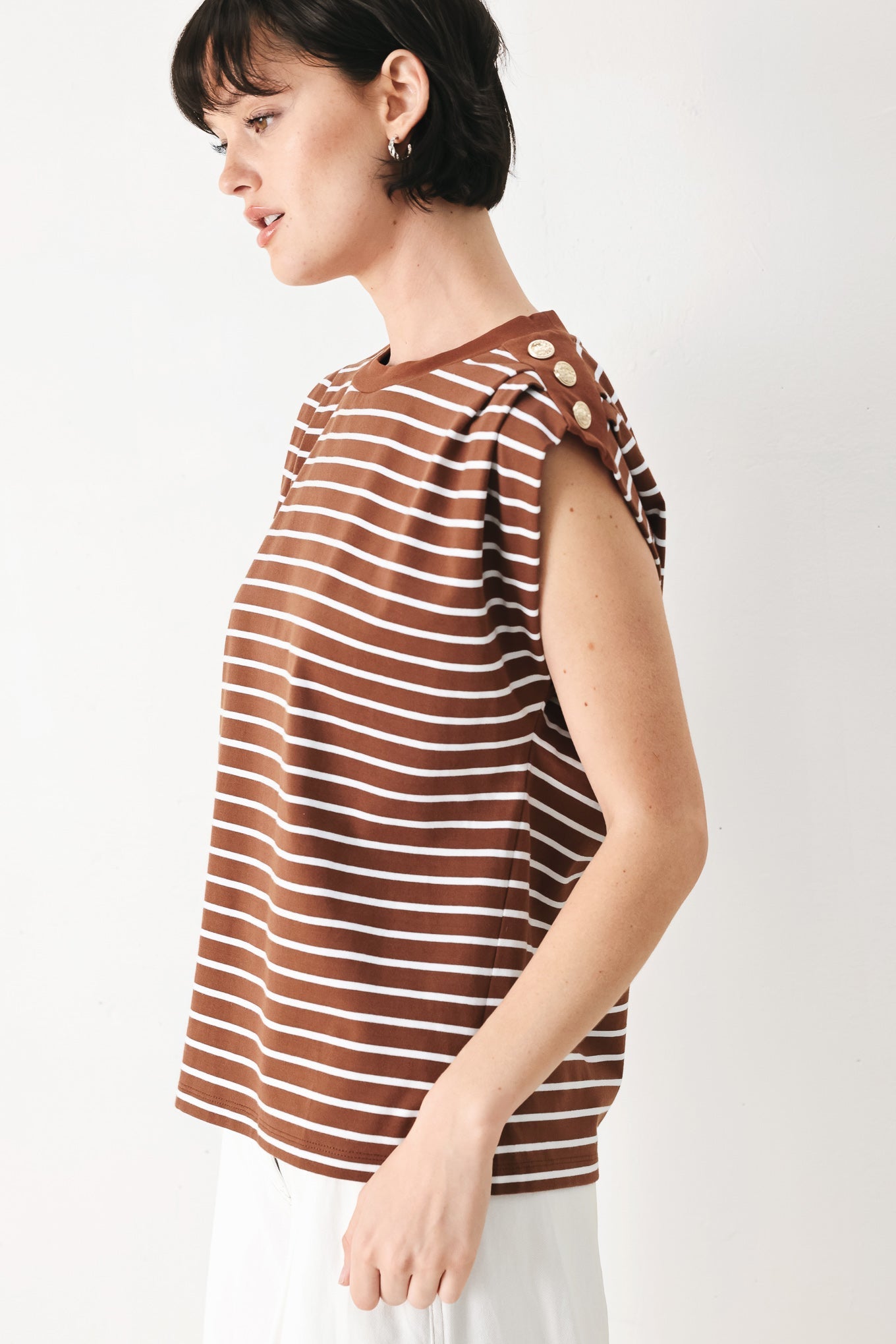 Everyday Cool Strip Knit Top in WHITE/NAVY view 6 - Fall Wardrobe Essential - Everyday Cool Tops