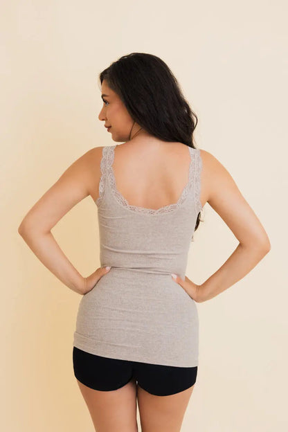 Everyday Lace Trim Ribbed Tank Top - MeeeShop Women's Fashion