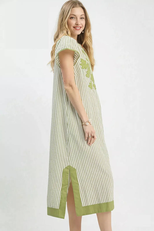 Umgee Stripe Midi Dress with Lace Trim (women's dresses) view 2 - shop at us.meeeshop