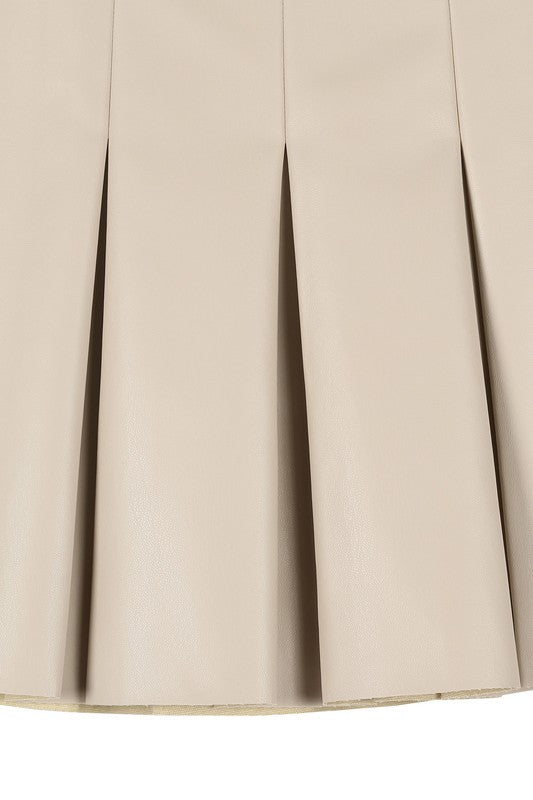 Lilou Vegan leather pleated mini skirt | us.meeeshop