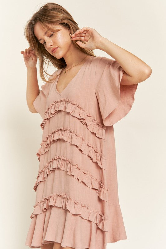 Tiered Ruffle Mini Dress (women's dresses) view 2 - shop at us.meeeshop