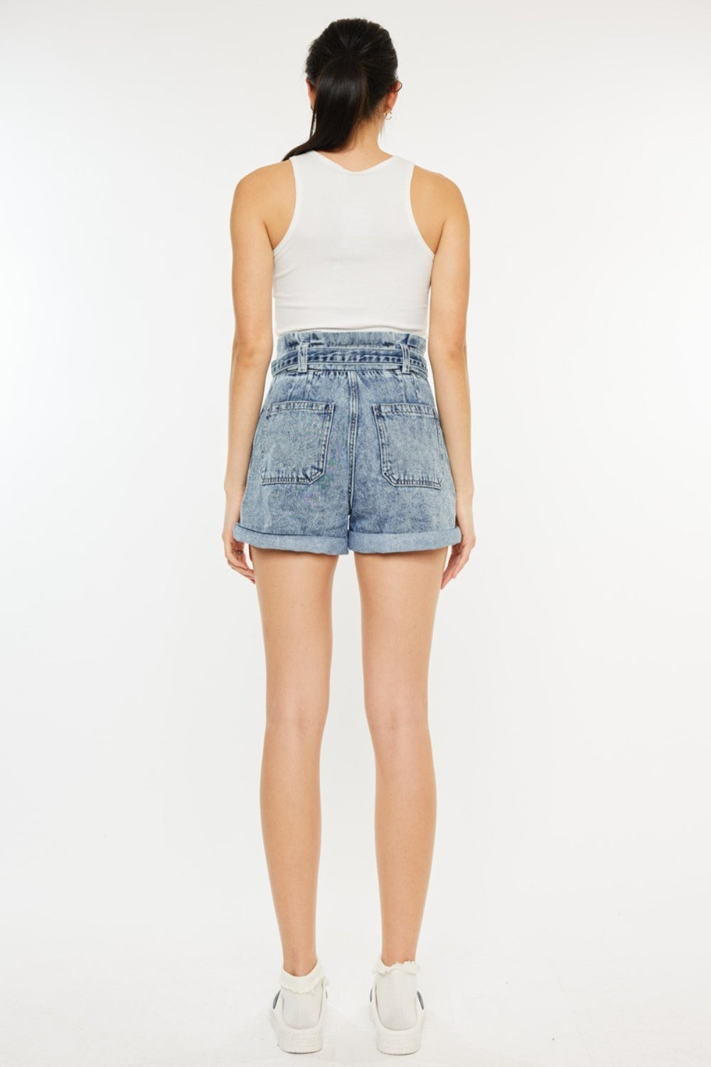 Kancan Ultra High Rise Paperbag Denim Shorts | us.meeeshop