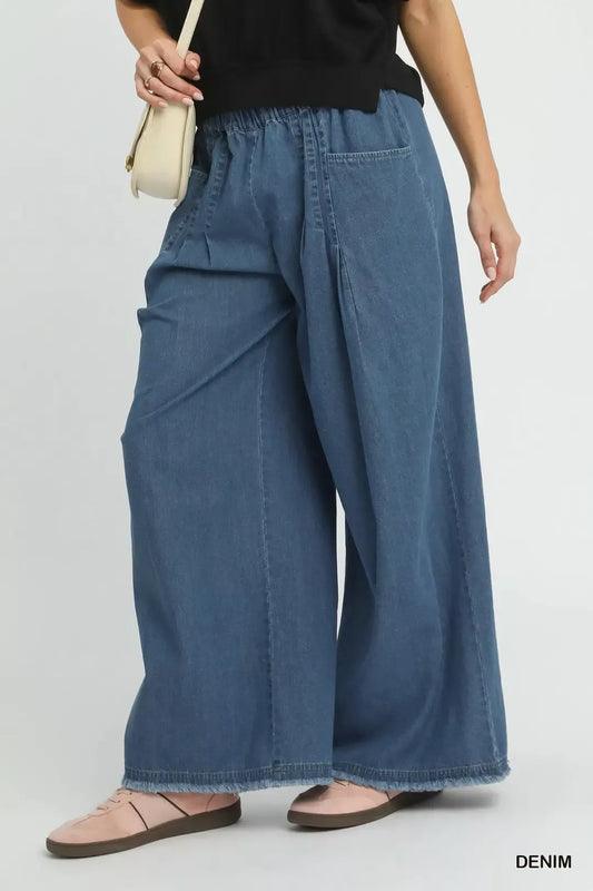 umgee stone washed Umgee Stone Washed Wide Leg Pants view 2 (bottom) - shop at us.meeeshop