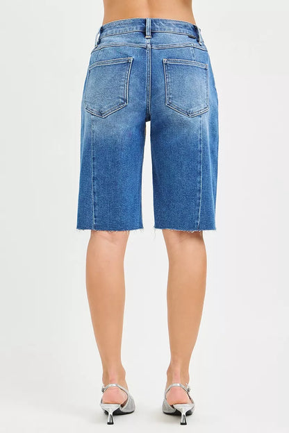 risen raw hem Risen Raw Hem Slouchy Seamed Jorts view 3 (piece) - shop at us.meeeshop