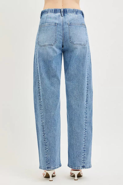 risen relaxed fit Risen Relaxed Fit Drawstring Waist Jeans view 5 (bottom) - shop at us.meeeshop