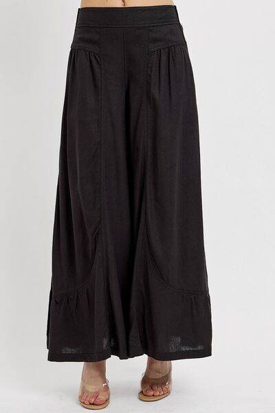 RISEN Shirring Detail Wide Leg Pants - us.meeeshop