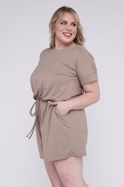 ZENANA Plus Brushed DTY Romper with Pockets | us.meeeshop