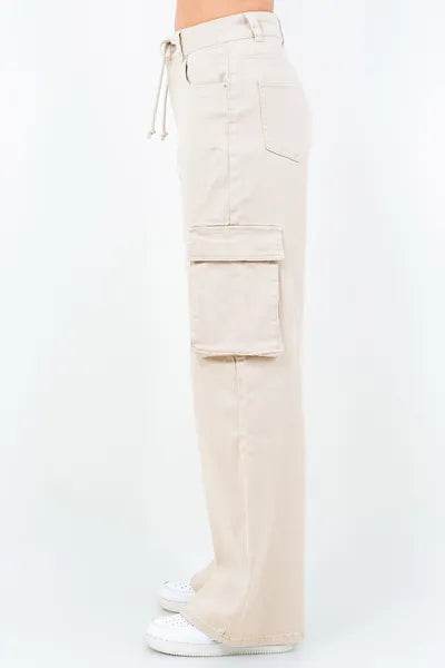 American Bazi Drawstring Wide Leg Cargo Pants - us.meeeshop